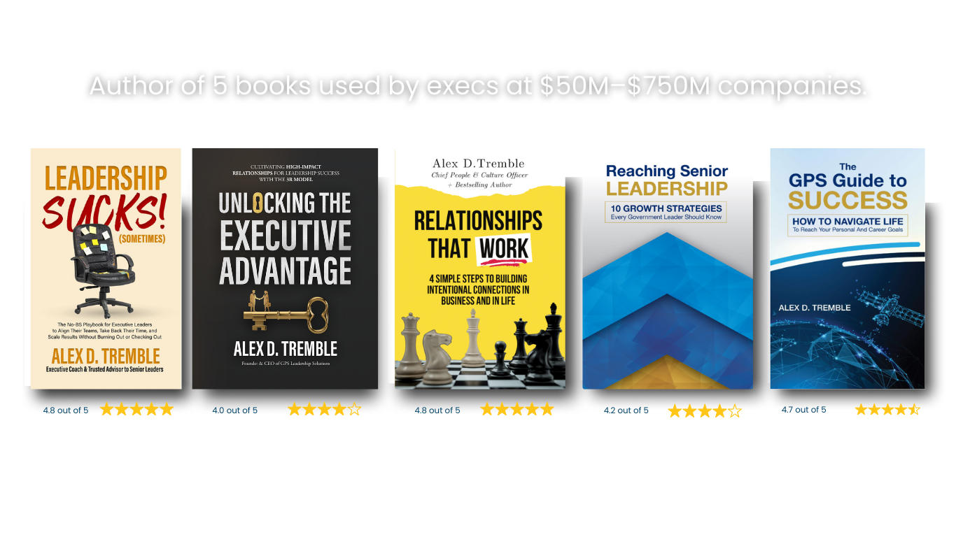 The five leadership books by Alex D. Tremble, including Leadership Sucks! (Sometimes)
